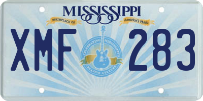 MS license plate XMF283