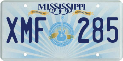 MS license plate XMF285