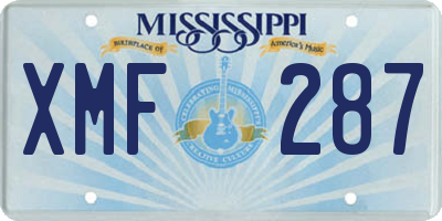 MS license plate XMF287