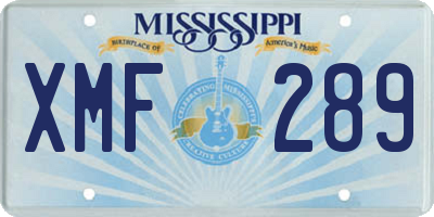 MS license plate XMF289
