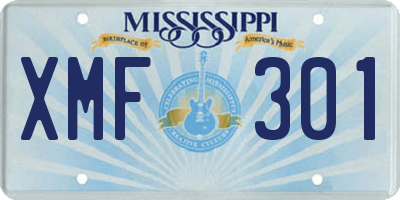 MS license plate XMF301
