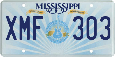 MS license plate XMF303