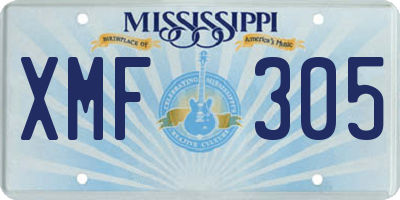 MS license plate XMF305