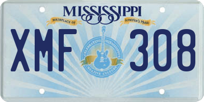 MS license plate XMF308