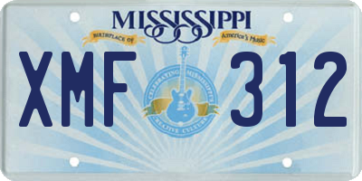 MS license plate XMF312