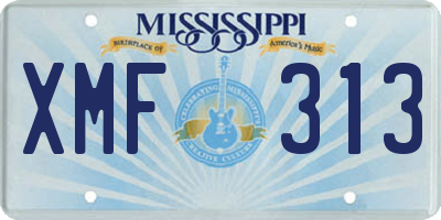 MS license plate XMF313