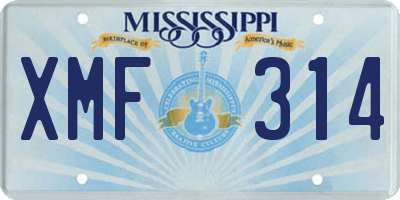 MS license plate XMF314