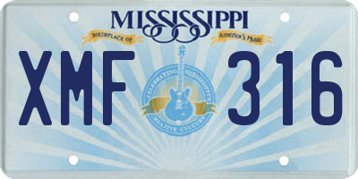 MS license plate XMF316