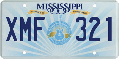 MS license plate XMF321