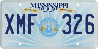 MS license plate XMF326