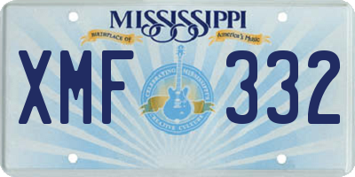 MS license plate XMF332