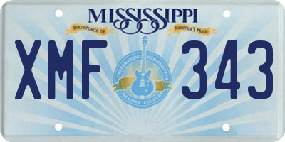 MS license plate XMF343