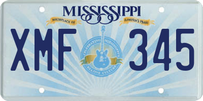 MS license plate XMF345