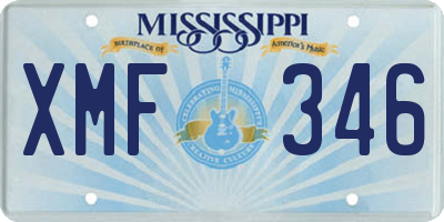 MS license plate XMF346
