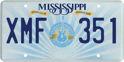 MS license plate XMF351