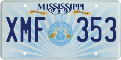 MS license plate XMF353