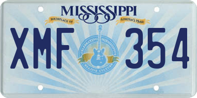 MS license plate XMF354