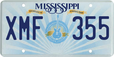 MS license plate XMF355