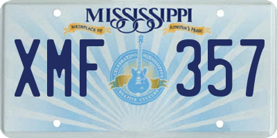 MS license plate XMF357