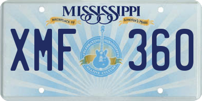 MS license plate XMF360