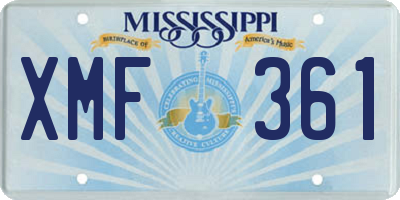 MS license plate XMF361