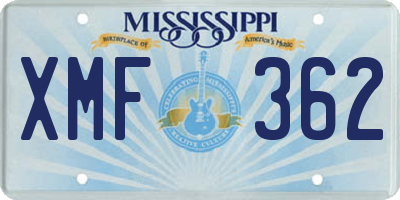 MS license plate XMF362