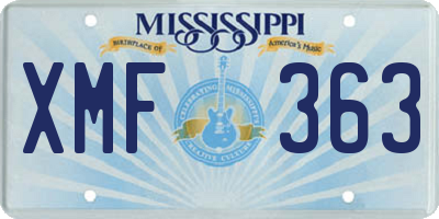 MS license plate XMF363