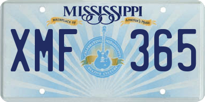 MS license plate XMF365