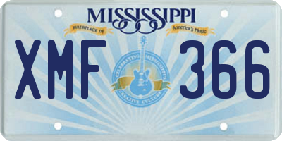 MS license plate XMF366