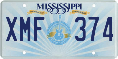 MS license plate XMF374