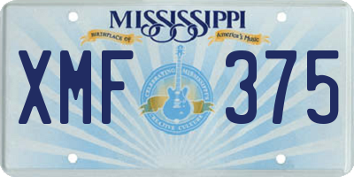 MS license plate XMF375