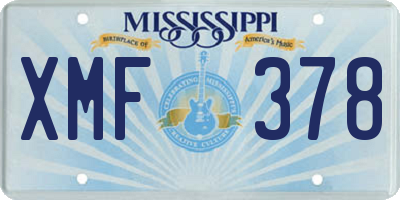 MS license plate XMF378