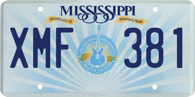 MS license plate XMF381