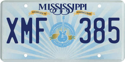 MS license plate XMF385