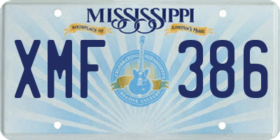 MS license plate XMF386
