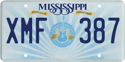 MS license plate XMF387