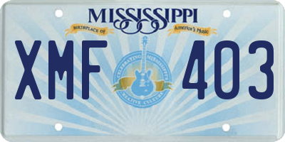 MS license plate XMF403