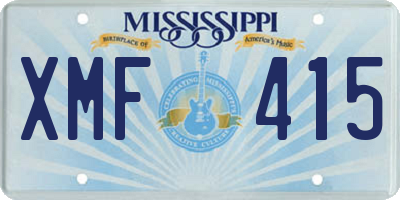 MS license plate XMF415