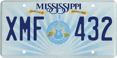 MS license plate XMF432