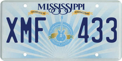 MS license plate XMF433