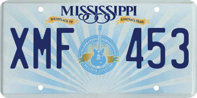MS license plate XMF453