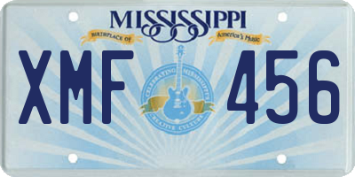 MS license plate XMF456