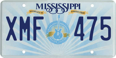 MS license plate XMF475