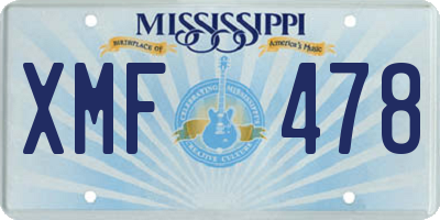 MS license plate XMF478