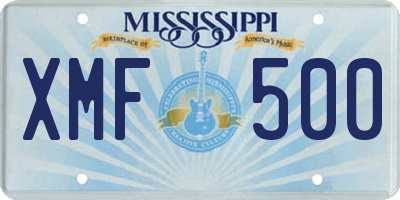 MS license plate XMF500