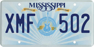MS license plate XMF502