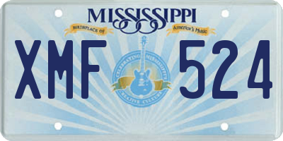 MS license plate XMF524
