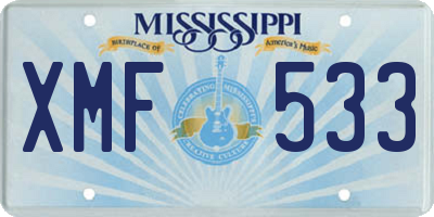 MS license plate XMF533