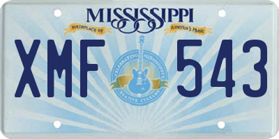 MS license plate XMF543