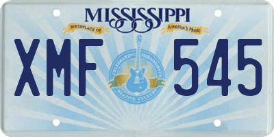 MS license plate XMF545